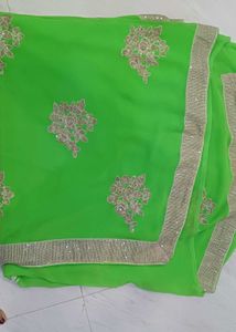 Green Embroidered Saree