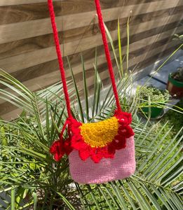Crochet Baby Sling Bag And Kids Rubber
