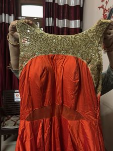 Elegant Orange Ethnic Gown
