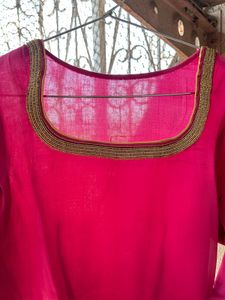 Pink Kurti with Gold Embroidery