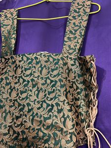 Green Brocade Corset Top For Women