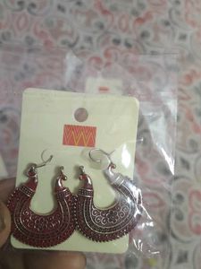 Boho Chic Red Peacock Earrings