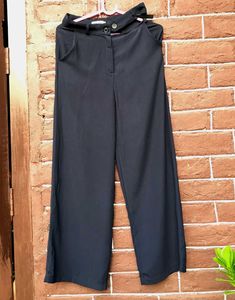 Navy Blue Wide-leg Trouser