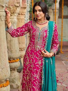 Eba LifeStyle Pink Embroidered Straight Kurta Set