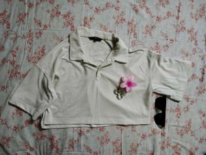 Polo Collared Crop Top