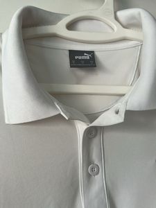 Puma White Long Sleeve Polo - Size Large