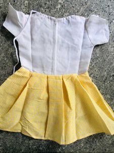 Yellow Striped Dress with Bunny Pocket