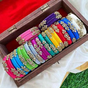 Colorful Silk Thread Bangles Set 12 pairs