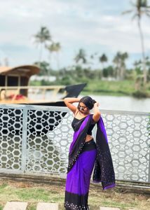 Purple &amp; Black Saree