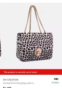 Animal Print Sling Bag With Chain