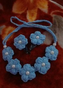 Crochet Flower Hair Accessory Set