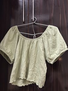 Sage Green Puff Sleeve Top
