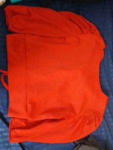 Orange Tie-Front Top