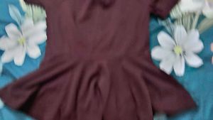 zudio Burgundy Cold Shoulder Top