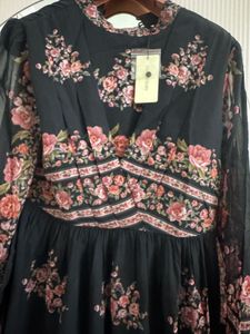 Floral Print Black Dress