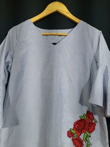 Blue &amp; White Striped Top Bust 36-38