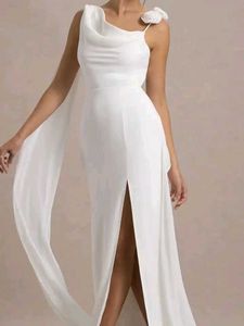 Elegant White Gown with Slit