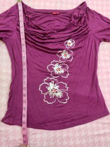 Purple Floral Long Sleeve Top