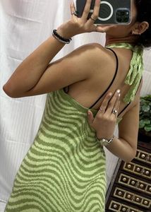 Green Wavy Halter Dress
