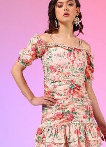 Floral Printed Shoulder Straps Sheath Dress