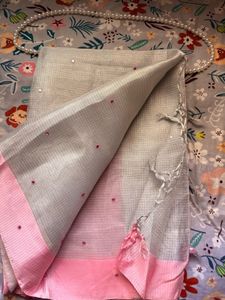 Tissue saree with real mirror work