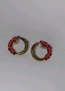 Gold &amp; Ruby Round Stud