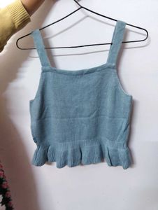 Embroidered Knit Crop Top