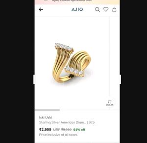 925 Designer Silver Selvar at a gold-toned ring
