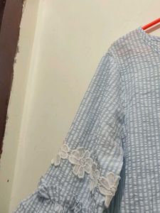 Striped Blue Blouse Length 24