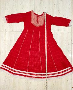 ❤️ Beautiful Red Embroidered Anarkali Gown 🌸