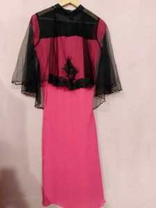 Pink Midi Dress with Cape