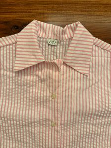 Pink &amp; White Candy Striped Shirt🍧