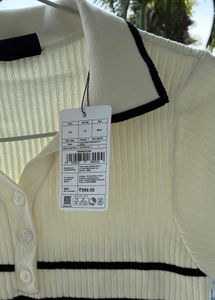 Striped Knit Polo Top