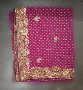 Elegant Dark Pink and Golden Ethnic Saree