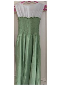 Frock(White+Olive Green)