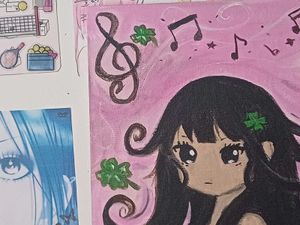 Kawaii Anime Girl Art On Flat Canvas🗝