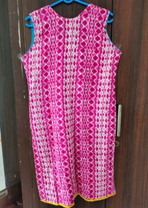 Sleeveless Pink Kurti With Beautiful Neck Detailin