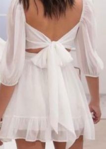 Cute Fit N Flare Backless White Dress