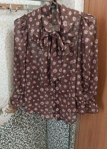 Vintage Rose Bow Blouse