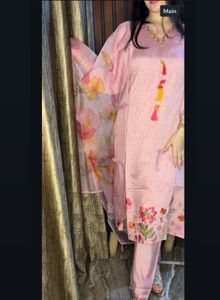 Pink embroidered party wear Kurta Set