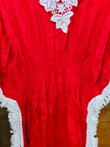 Red Lace Trim Caftan