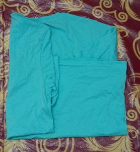 Aqua Blue T-Shirt with Metallic Gold Leaf Graphic