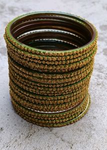 Fancy Green Colour Glass Bangles..