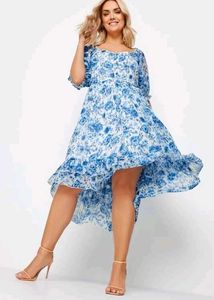 Yours limited collection Blue Floral Midi Dress