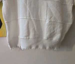 White Textured Knit Top