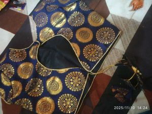 Elegant Blue &amp; Gold Blouse