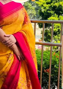 Gorgeous Pink &amp; Yellow Saree