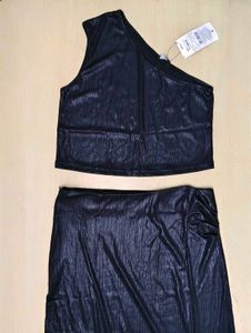 One Shoulder Crop Top with Skirt (Elastane)