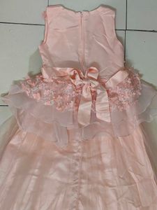 Peach Embellished Girls Dreamy Ball Gown