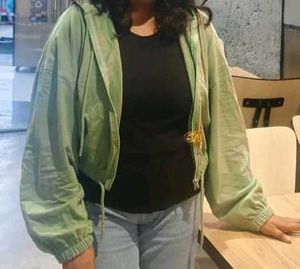 Green Cropped Hoodie